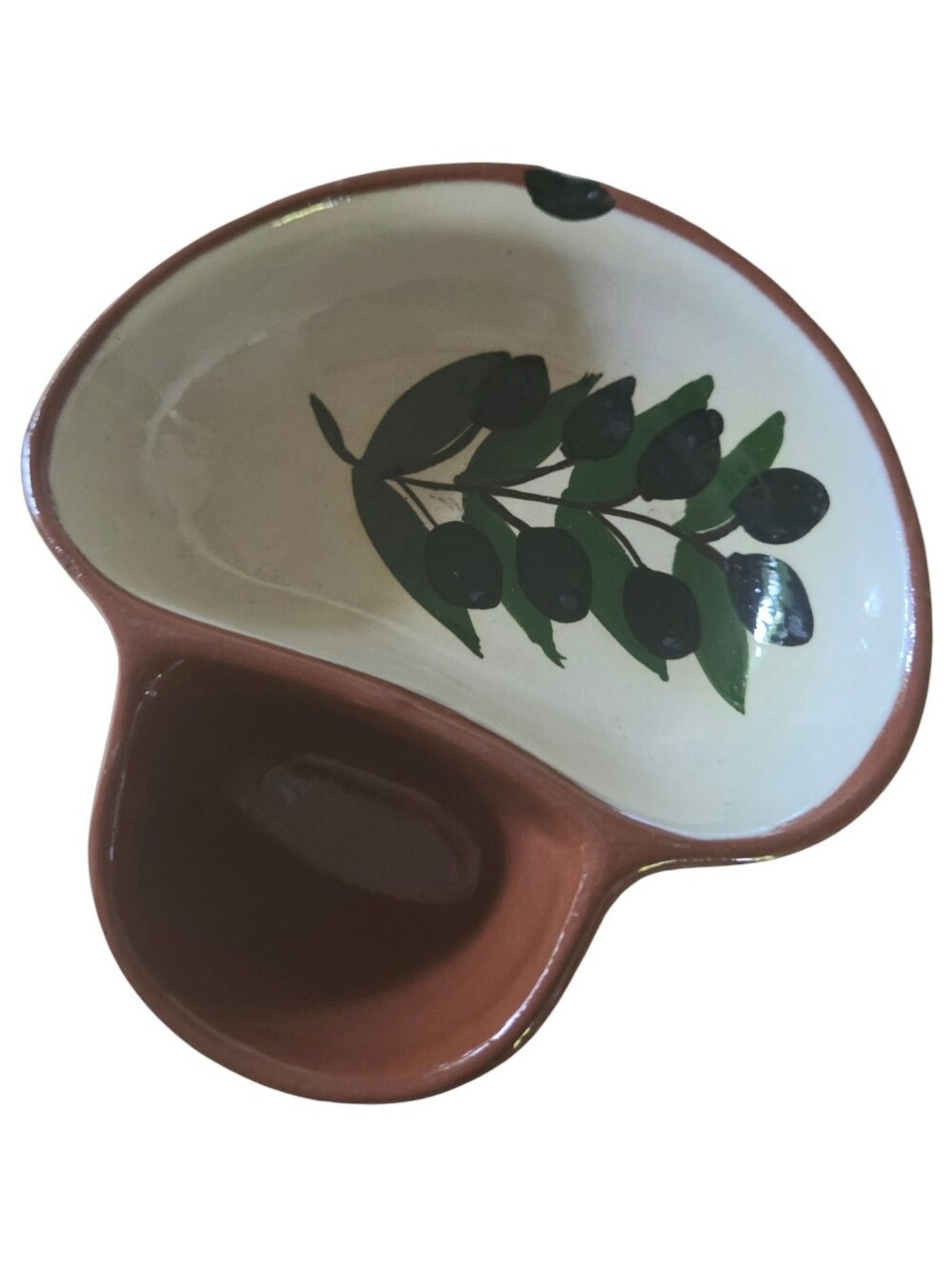 jose cartaxo portugal olive dish hand painted divided tapas bowl red clay